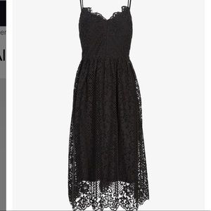 Women’s Size Medium Black Lace Midi Dress With Adjustable Straps